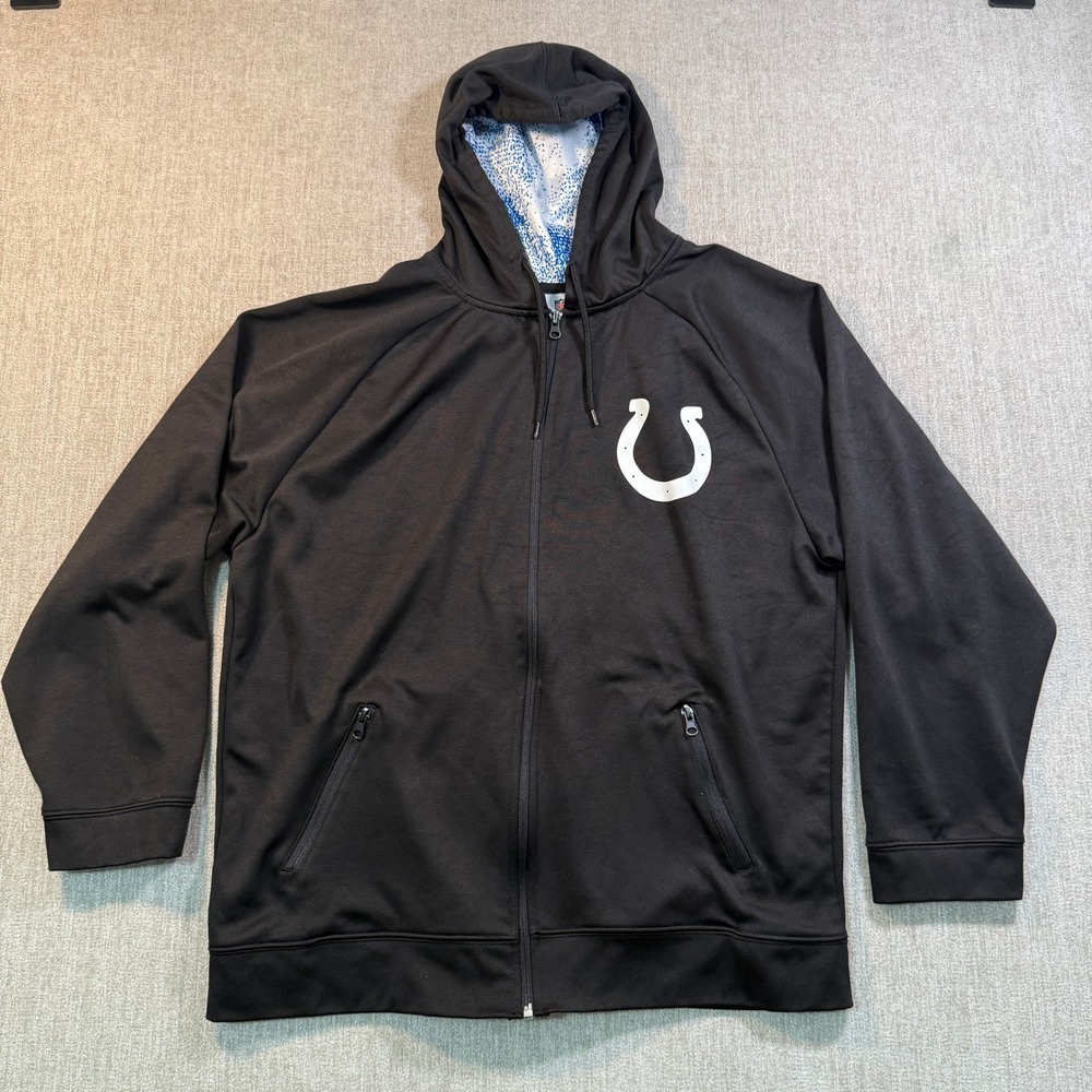 NFL Team Apparel Indianapolis Colts Zubaz Full Zip Hoodie Black Mens Large